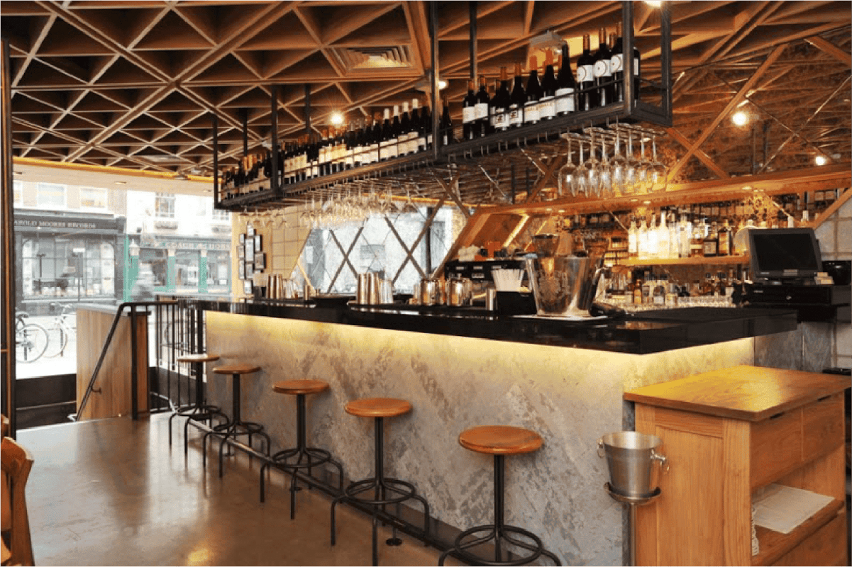 Zinc bar with weathered patins