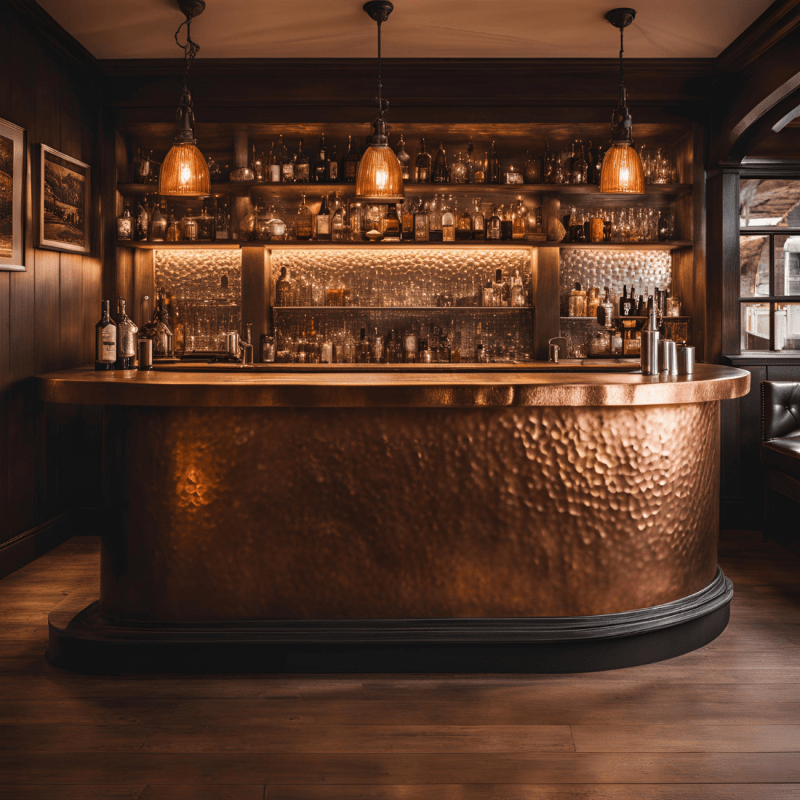 Curved Hammeed Copper Bar Front